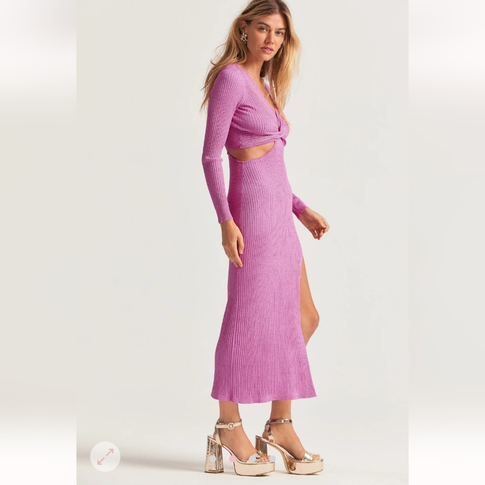 LoveShackFancy Bernette Midi Dress in Orchid Sparkle size XS
